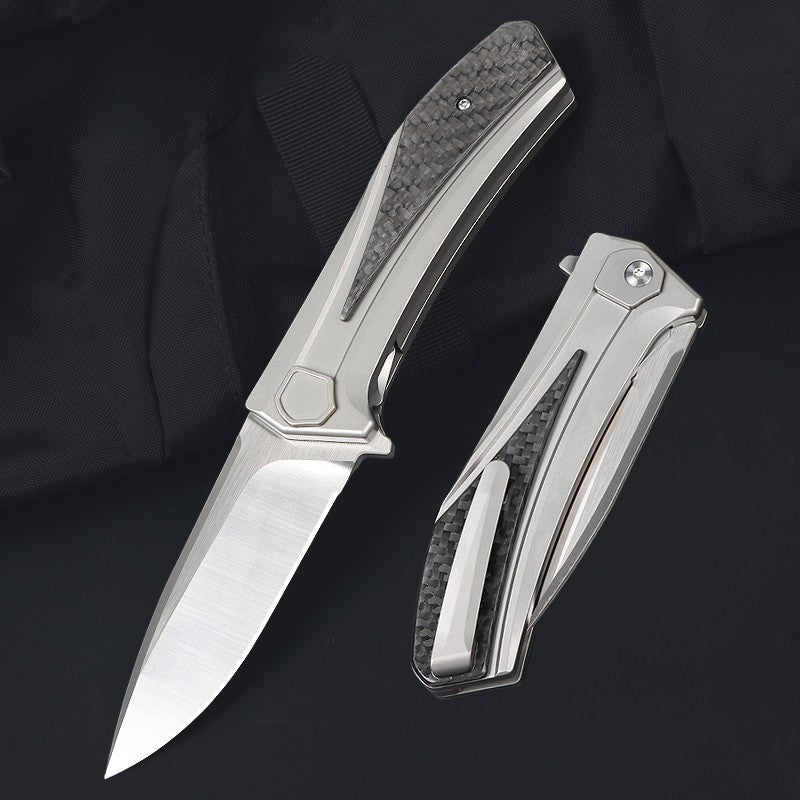 8'' New VG10 Blade Full T4C Titanium Handle Pocket Camping Outdoor Utility Folding Knife VTF18