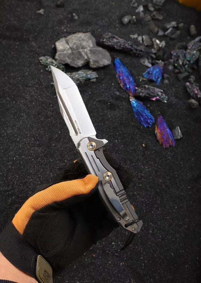 8'' New M390 Blade 420Z2 Steel Handle Folding Camping Outdoor Tool Knife VTF20