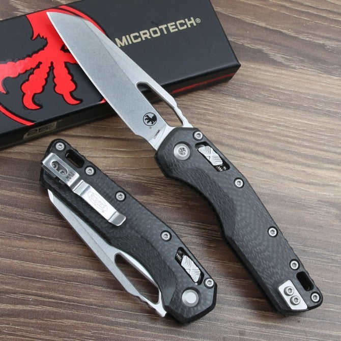 9''New CNC StoneWash M390 Blade Carbon Fibre Handle Camping Folding Knife VTF66