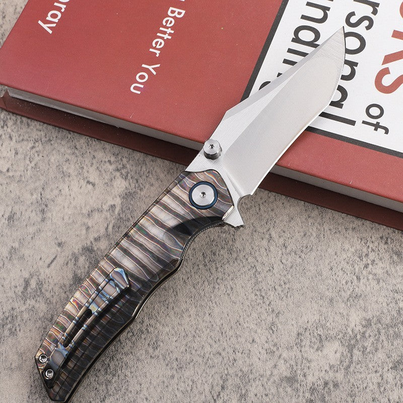 New CNC VG10 Steel Blade Full T4C Titanium Handle Pocket Camping Collection Utility Folding Knife VTF25