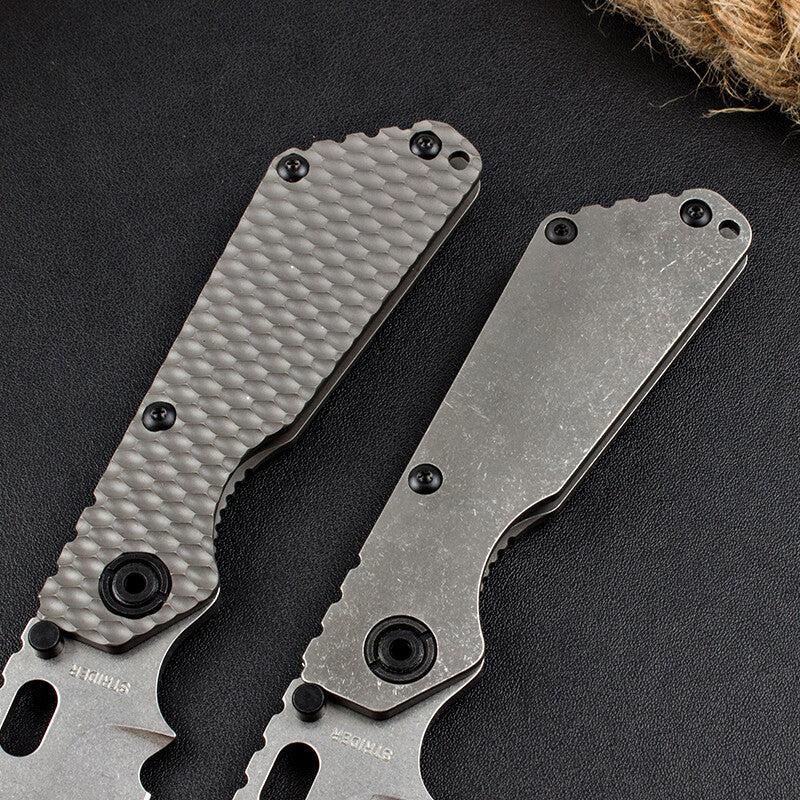 8.5'' New CNC Stone Wash D2 Blade Full T4C Titanium Handle Folding Camping Utility Pocket Knife DF89