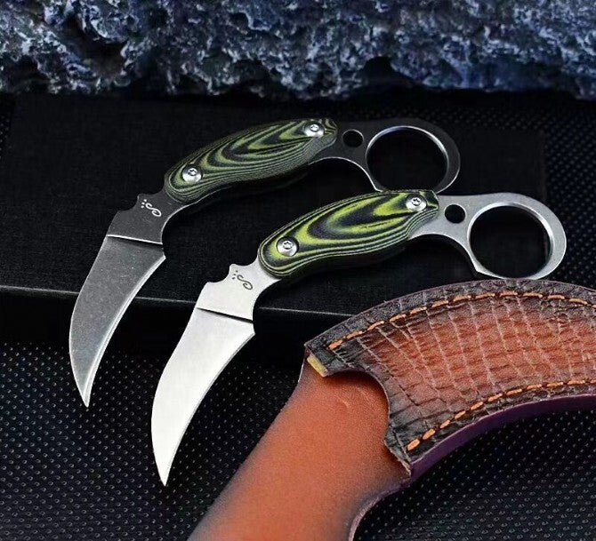 New Stone Wash D2 Fixed Blade G10 Handle Collection Claw Outdoor EDC Knife C12