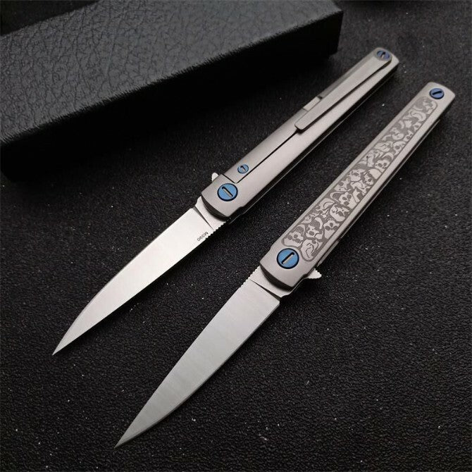 7'' New M390 Blade Full TC4 T4C Handle Camping Tool Folding Knife VTF179