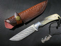 8'' New VG10 Damascus Blade Horn Handle Collection Outdoor Camping Knife VTH09
