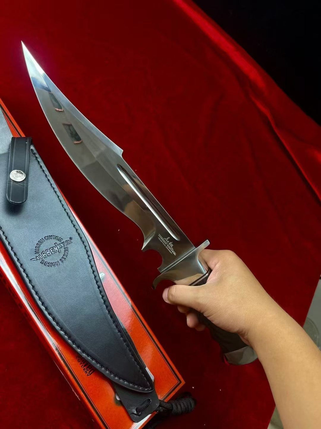 16'' New Mirrorlight 7CR15 Blade Wood Handle Signature Camping Tool Knife VTH45