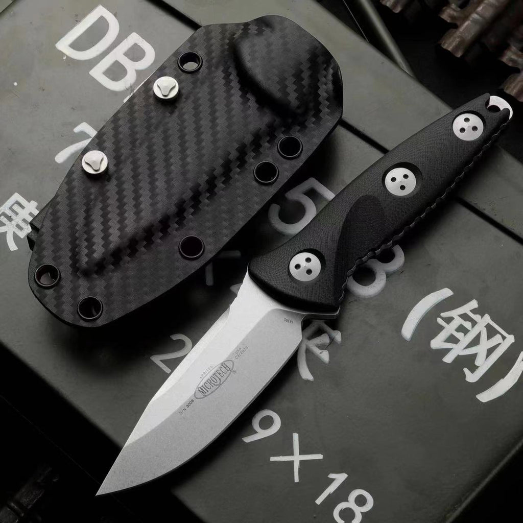 8'' New M390 Steel Stone Wash 4MM Blade G10 Handle Full Tang Camping Knife VTH74
