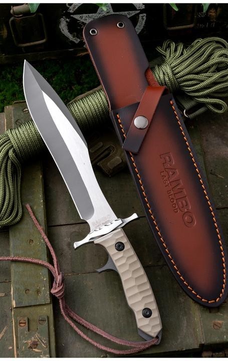 New Rambo Fixed Blade 9Cr18Mov Steel G10 Handle Camping Outdoor Utility Tool MK9