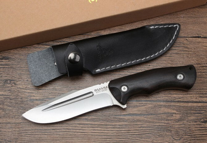 9'' New 440 Steel Fixed Blade Wood Handle Camping Outdoor Utility Knife VTH126