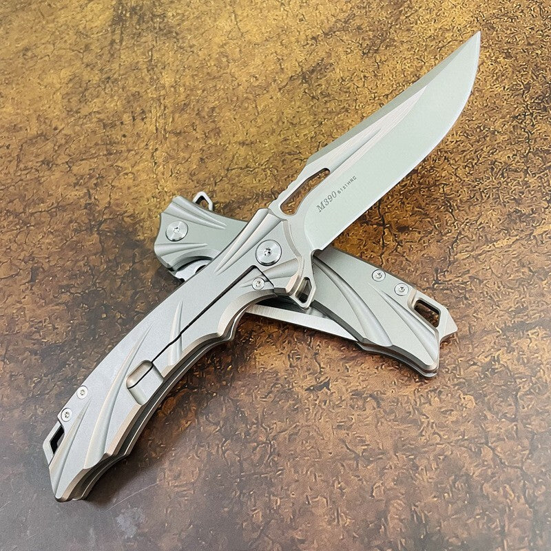 New Folding Knife M390 Blade Full T4C Titanium Handle Pocket Camping Utility Outdoor Knife VTF197