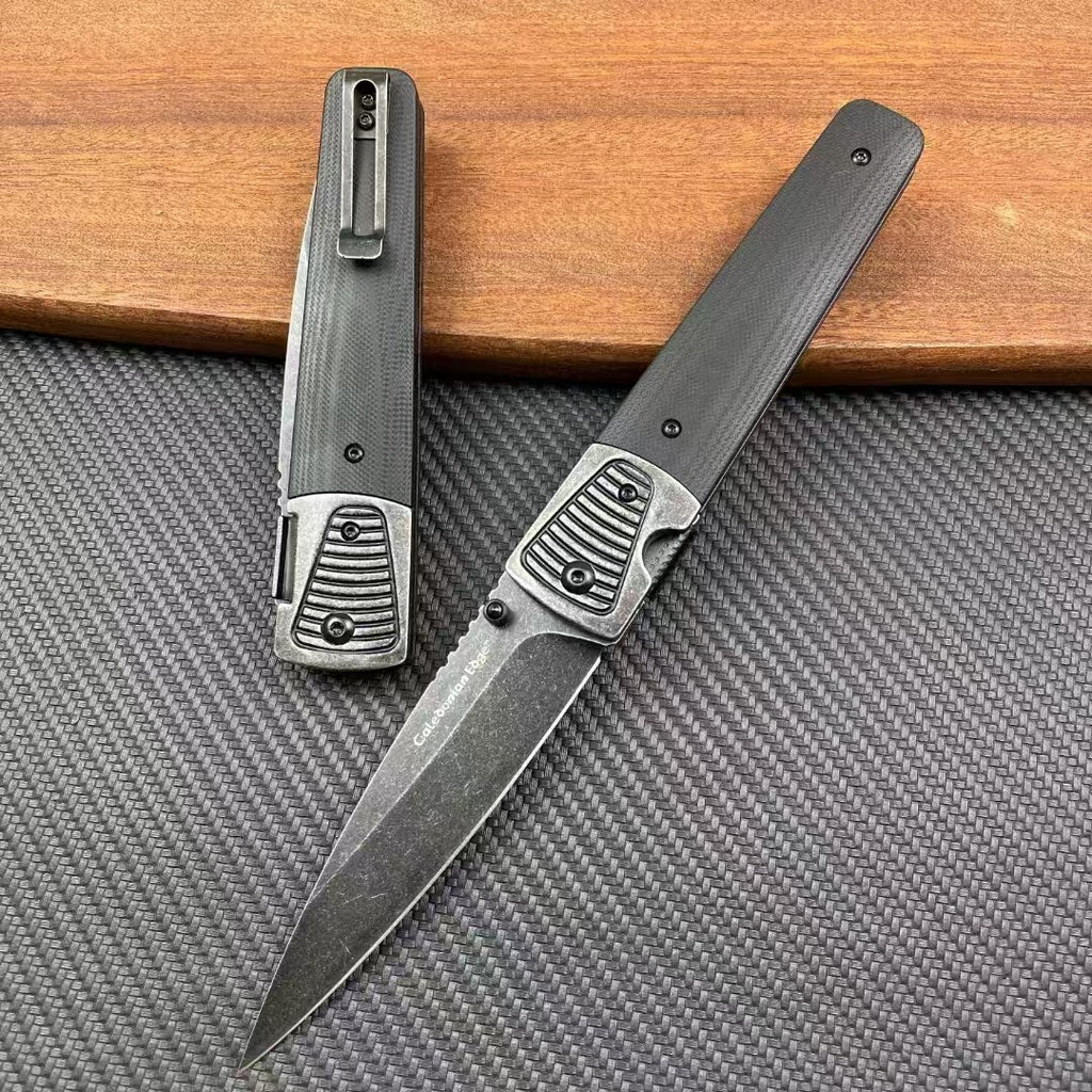 9''New Stone Wash CPM 20CV Blade G10 Handle Tactics Folding Pocket Knife VTF199