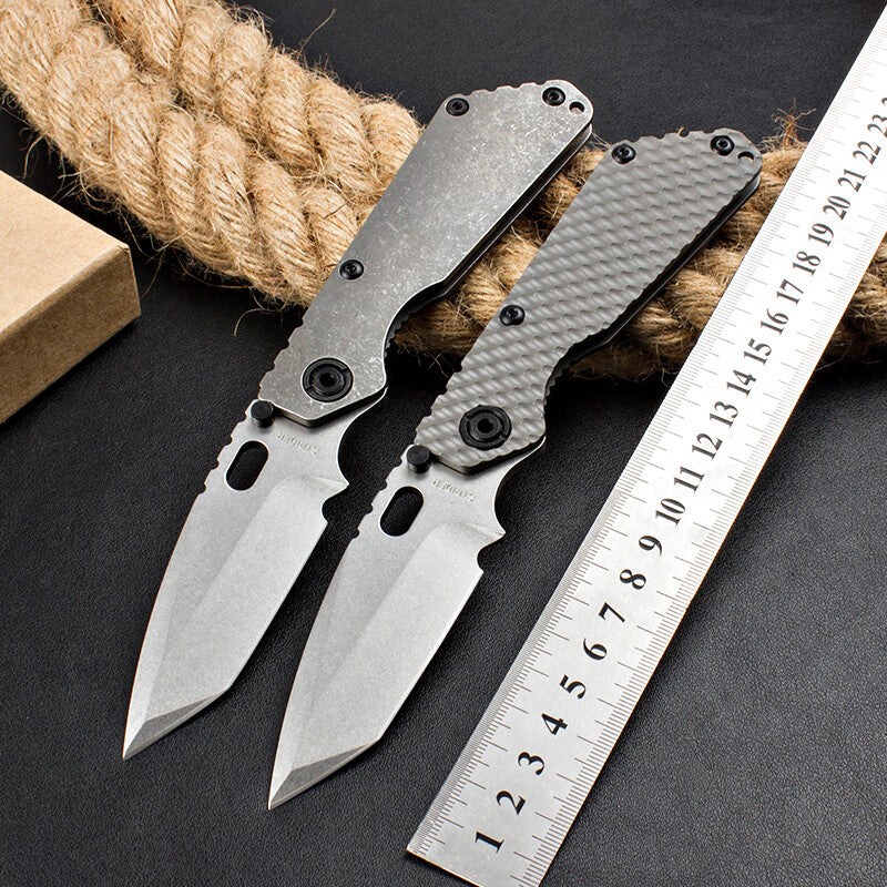 8.5'' New CNC Stone Wash D2 Blade Full T4C Titanium Handle Folding Camping Utility Pocket Knife DF89