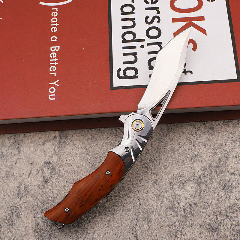 8'' New MirrorLight D2 Blade Wood Handle Pocket Folding Camping Tool Knife DF166