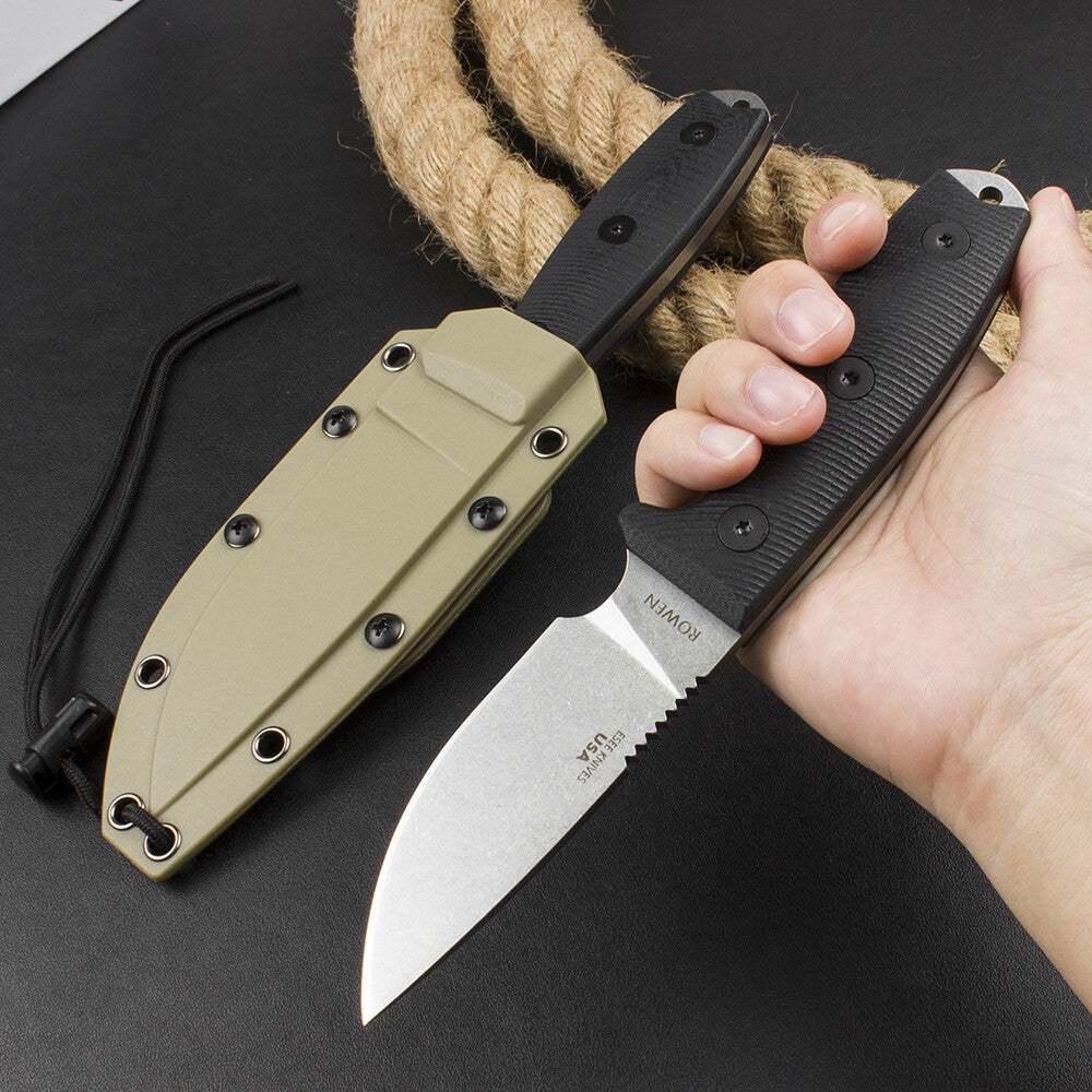 8''New CNC Stone Wash DC53 Blade G10 Handle Camping Outdoor Utility Knife VTH75