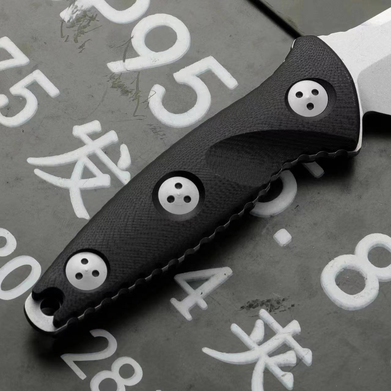 8'' New M390 Steel Stone Wash 4MM Blade G10 Handle Full Tang Camping Knife VTH74