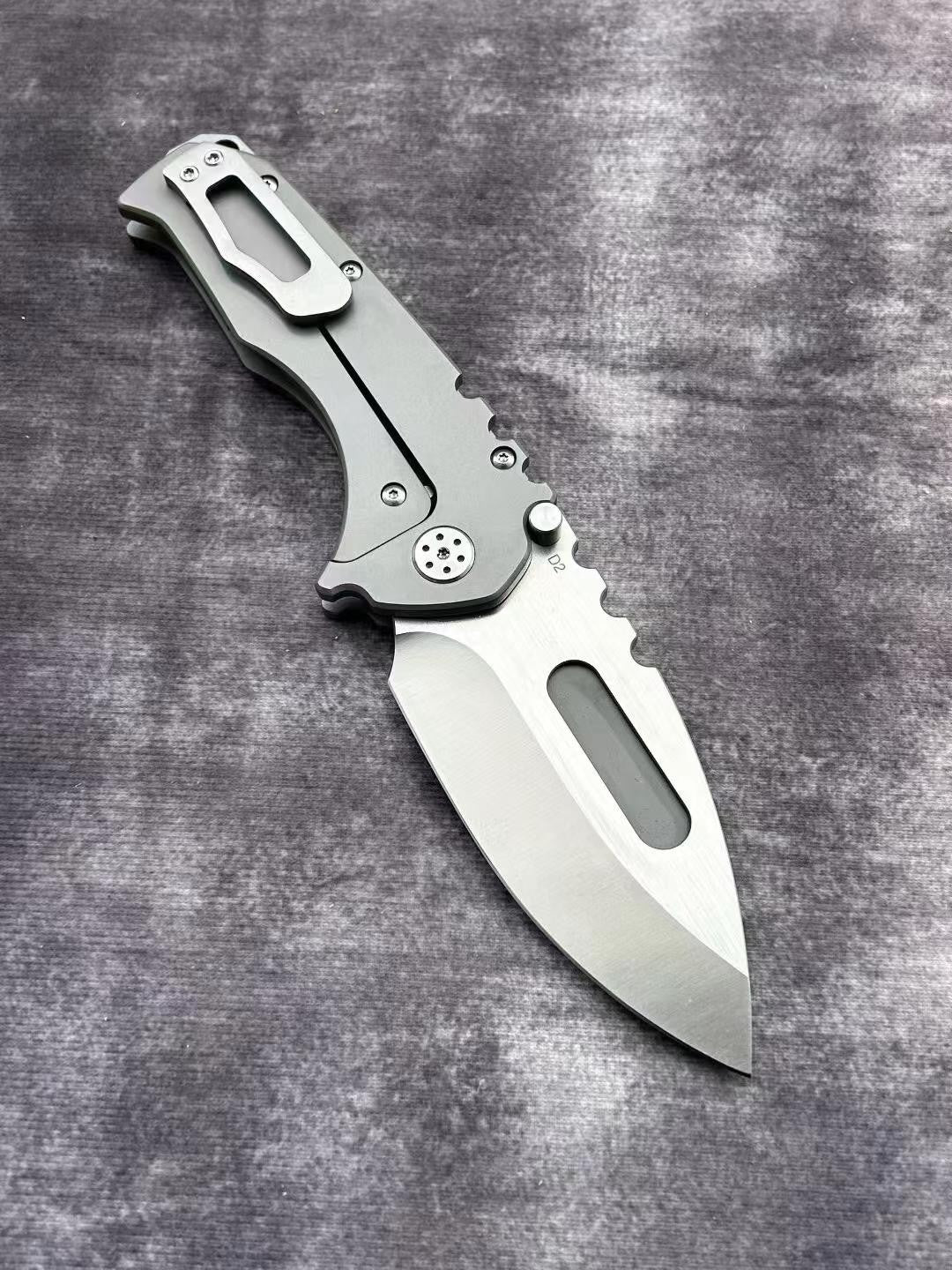 8.5''New CNC D2 Steel Blade Full T4C Titanium Handle  Pocket Camping Utility Outdoor Folding Knife VTF59T