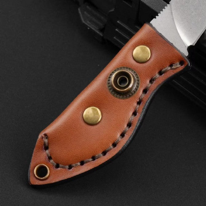 6'' New Mini DC53 Blade Leather Handle Full Tang Camping Outdoor EDC Knife VTH68