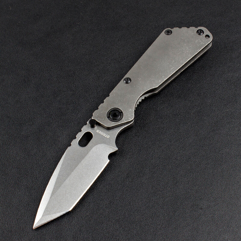 8.5'' New CNC Stone Wash D2 Blade Full T4C Titanium Handle Folding Camping Utility Pocket Knife DF89