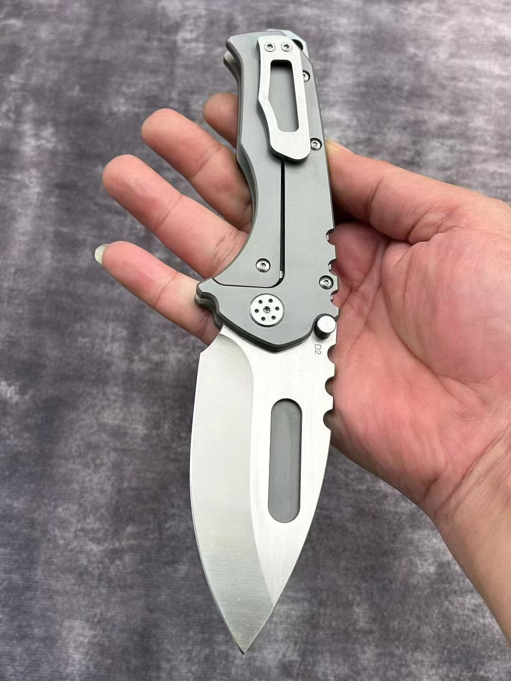 8.5''New CNC D2 Steel Blade Full T4C Titanium Handle  Pocket Camping Utility Outdoor Folding Knife VTF59T