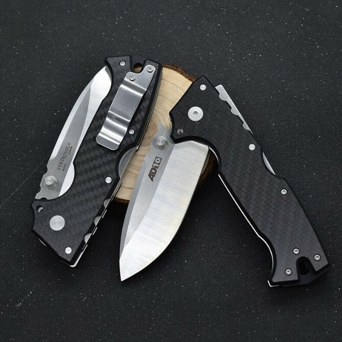 New M390 Steel Blade carbon fiber Handle Pocket Utility Back Lock Camping Folding Knife VTF190