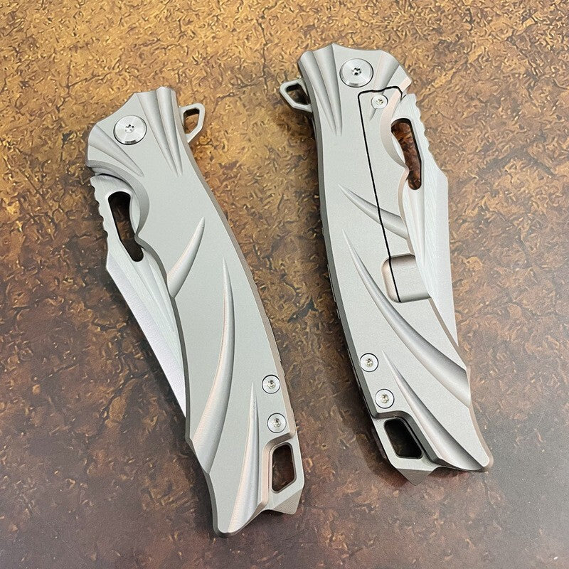 New Folding Knife M390 Blade Full T4C Titanium Handle Pocket Camping Utility Outdoor Knife VTF197