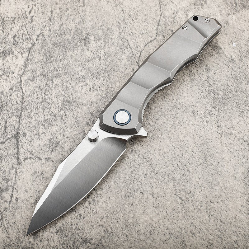 9'' New Manual VG10 Blade Full T4C Titanium Handle Pocket Camping Utility Outdoor Folding Knife VTF97
