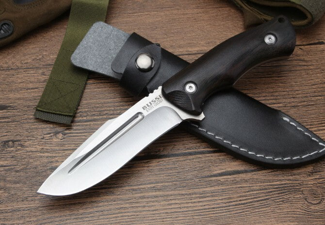 9'' New 440 Steel Fixed Blade Wood Handle Camping Outdoor Utility Knife VTH126
