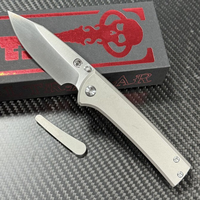 8'' New Folding Knife M390 Blade Full T4C Titanium Handle  Camping Knife VTF119