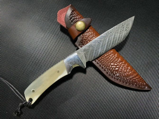 8'' New VG10 Damascus Blade Horn Handle Collection Outdoor Camping Knife VTH09
