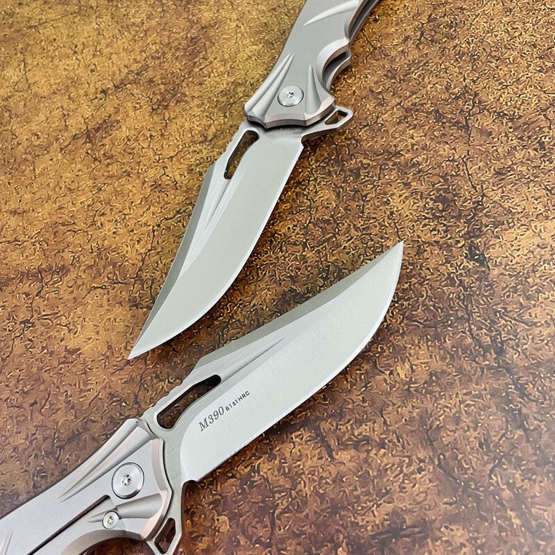 New Folding Knife M390 Blade Full T4C Titanium Handle Pocket Camping Utility Outdoor Knife VTF197