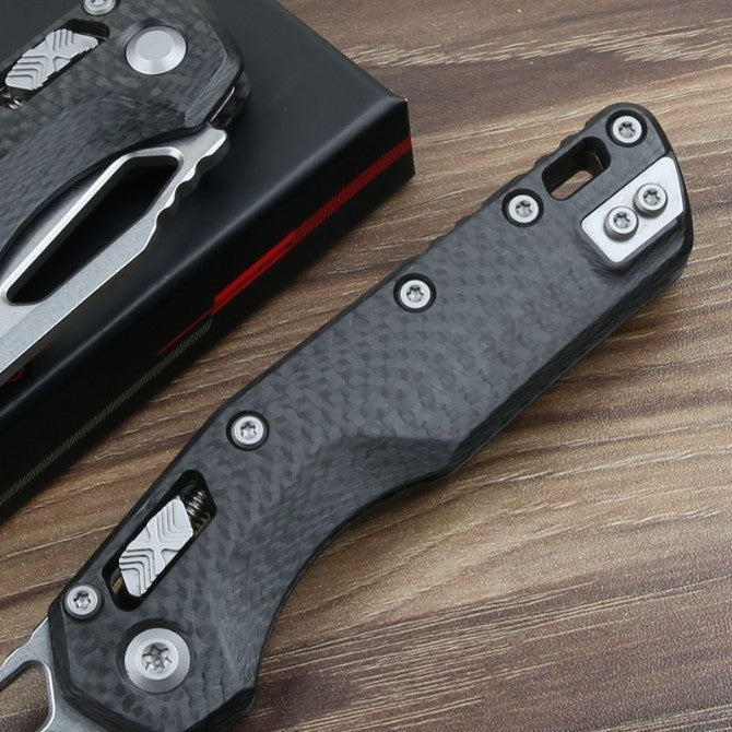 9''New CNC StoneWash M390 Blade Carbon Fibre Handle Camping Folding Knife VTF66