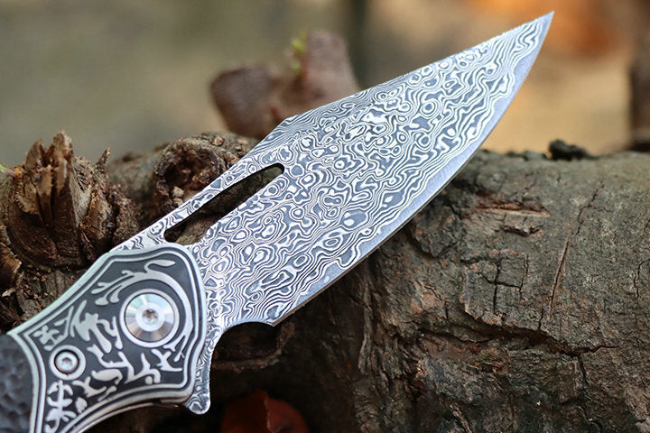 8'' New Manual VG10 Damascus Blade Ebony Handle Pocket Folding Knife VTF73