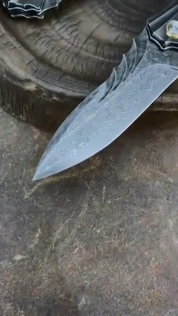 8''New FoldingKnife VG10 Damascus Blade Ebony Handle Outdoor Knife VTF116