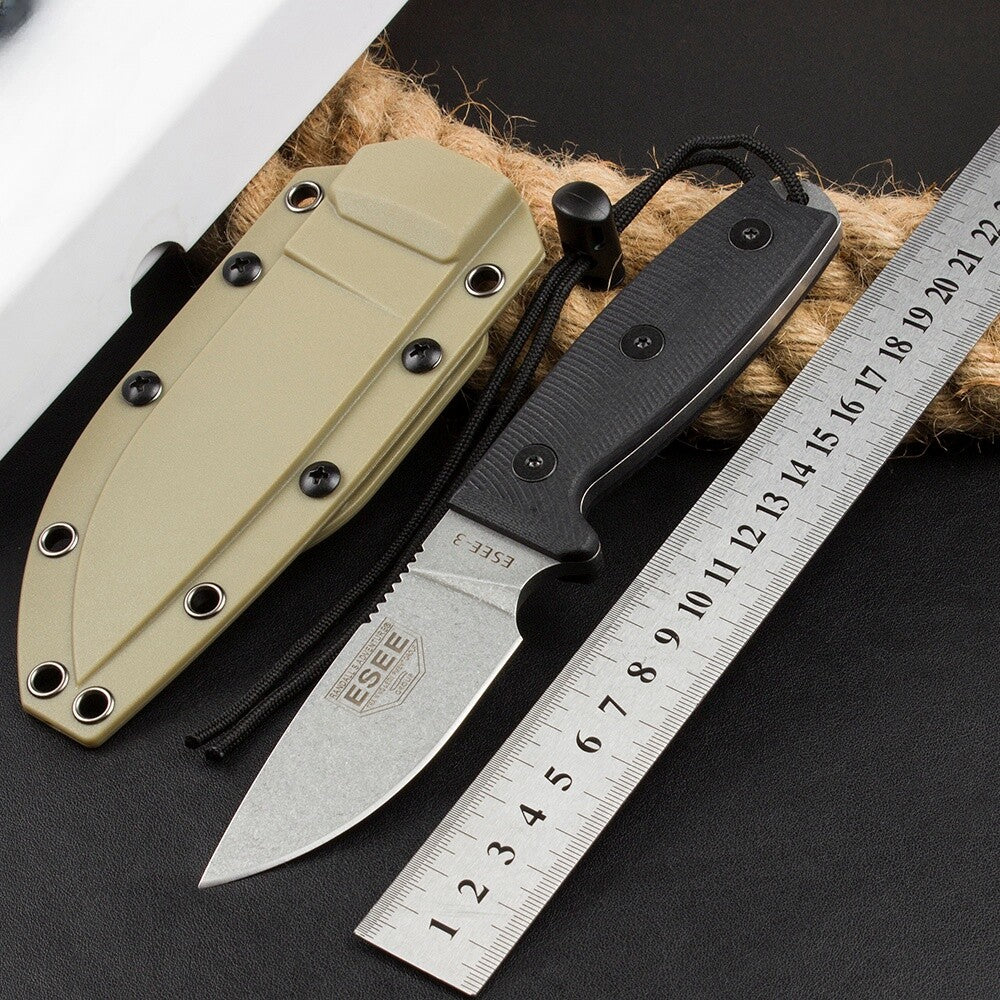 8''New CNC Stone Wash DC53 Blade G10 Handle Camping Outdoor Utility Knife VTH75