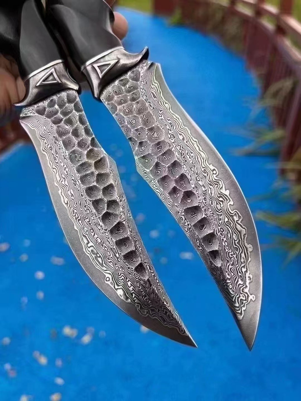 10'' New Handmade Forged Damascus Blade Wood Handle Outdoor Utility Knife VTH84