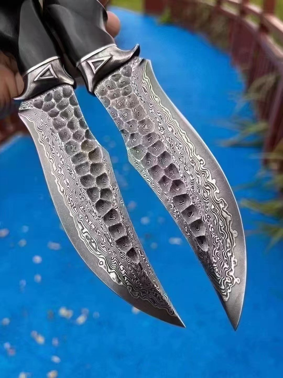 10'' New Handmade Forged Damascus Blade Wood Handle Outdoor Utility Knife VTH84