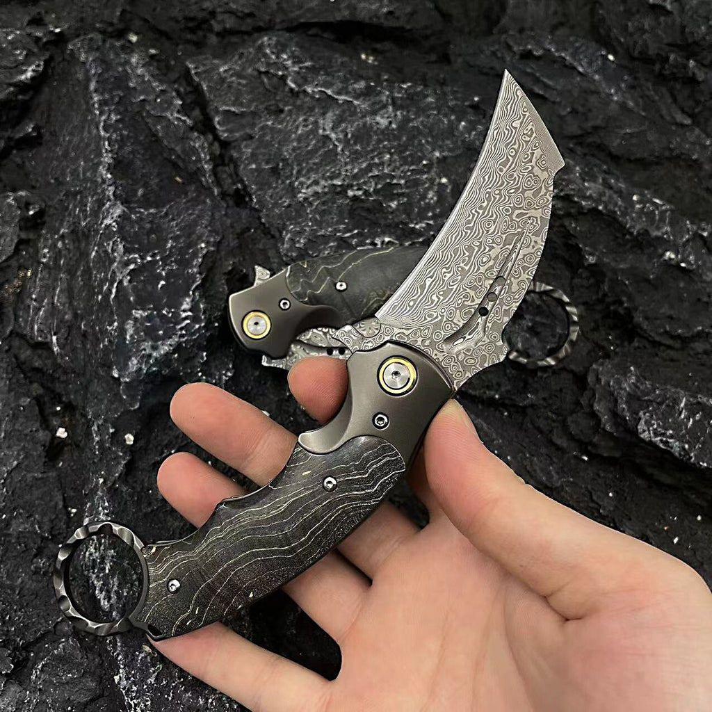 New VG10 Damascus Blade Wood Handle Collection Outdoor Folding Knife C02