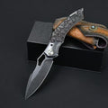 8.5'' New Wootz Steel Blade Wood Handle Camping Outdoor ToolFolding Knife VTF100