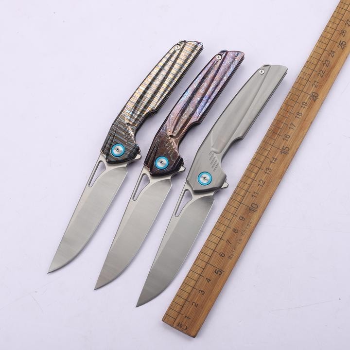 New Manual Folding Knife D2 Steel Blade Full T4C Titanium Handle Pocket Camping Outdoor Knife DF47