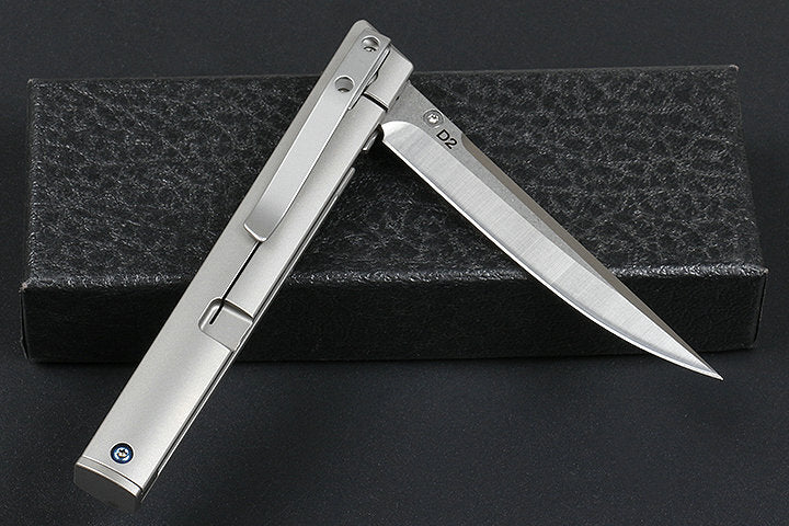 7.5'' New CNC D2 Steel Blade Full T4C Titanium Handle Pocket Camping Outdoor Hiking Folding Knife DF43