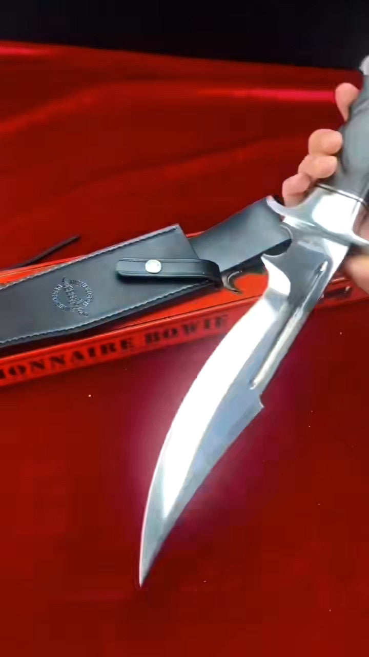 16'' New Mirrorlight 7CR15 Blade Wood Handle Signature Camping Tool Knife VTH45