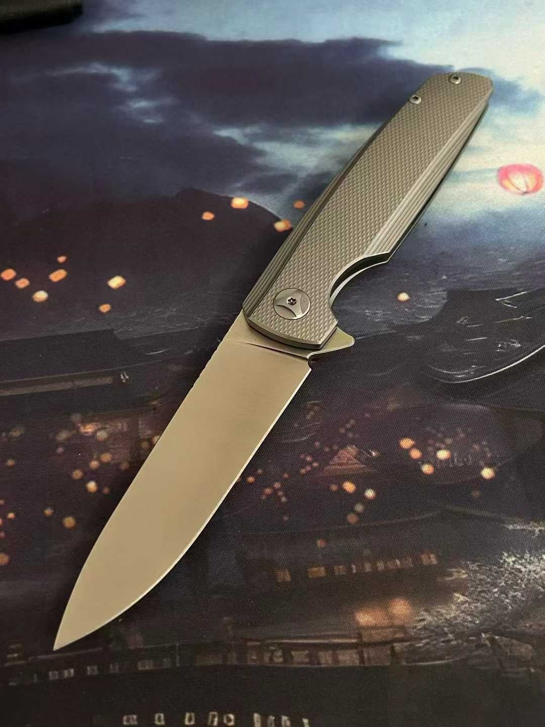 8'' New M390 Steel Blade Full T4C Titanium Handle Pocket Camping Outdoor Utility Folding Knife VTF10