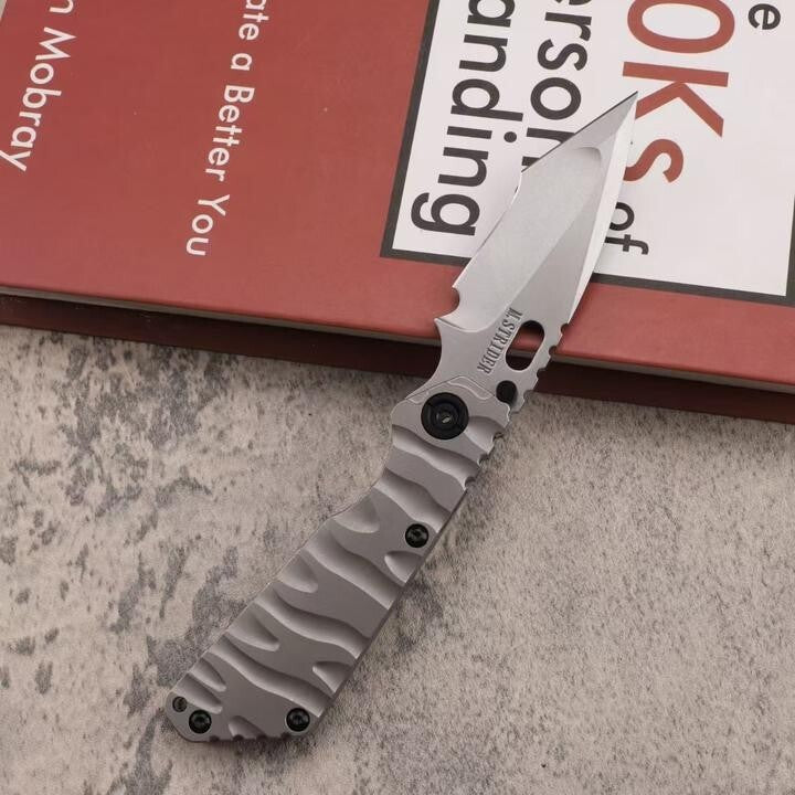 8.5'' New CNC Stone Wash D2 Blade Full T4C Titanium Handle   Folding Pocket Knife DF58