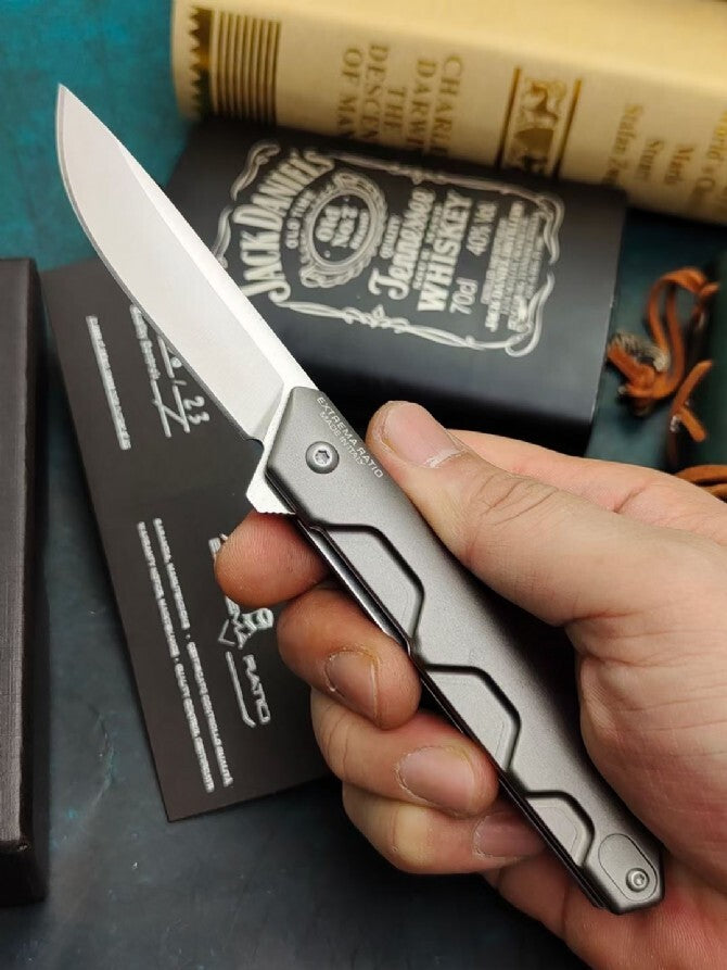 7''New Manual Folding Knife N690 Blade Aluminum Handle Campin Pocket Knife VTF31