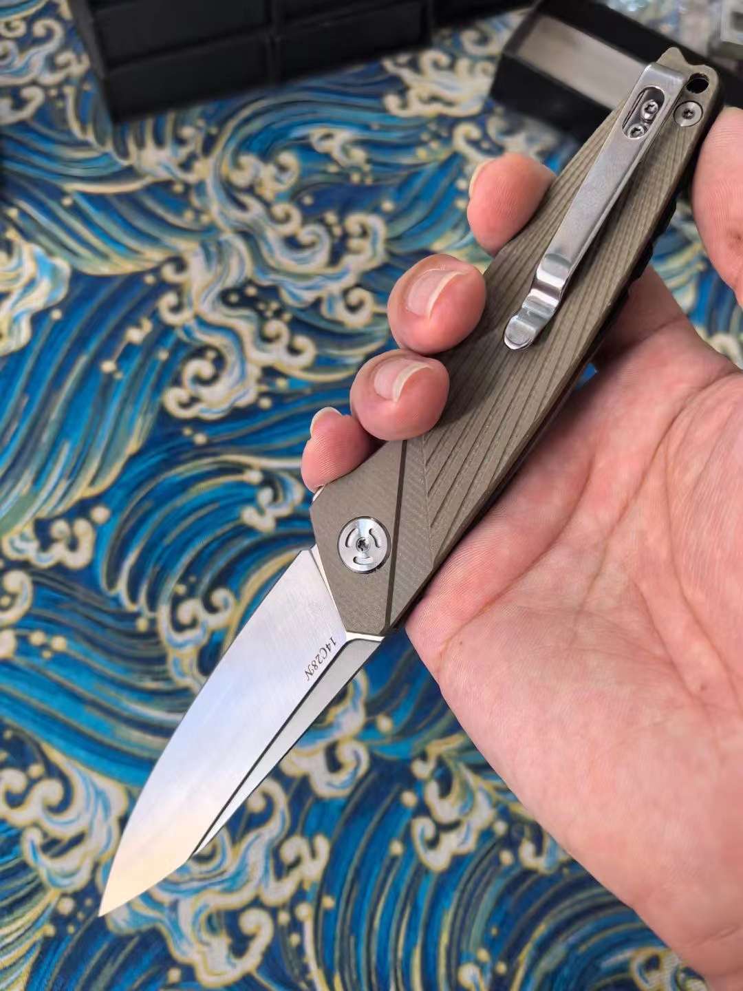 8"New 14C28N Blade Linen Handle Pocket Folding Camping Outdoor Tool Knife VTF133