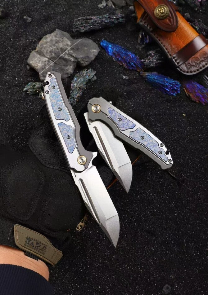 8'' New M390 Blade 420Z2 Steel Handle Folding Camping Outdoor Tool Knife VTF20