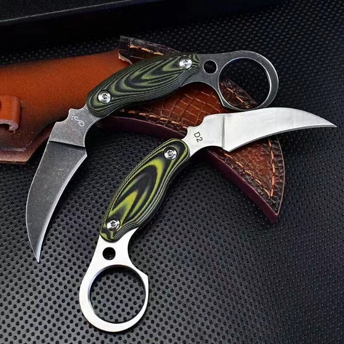 New Stone Wash D2 Fixed Blade G10 Handle Collection Claw Outdoor EDC Knife C12