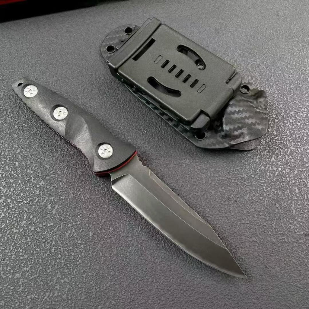 New M390 Steel Stone Wash 4MM Blade G10 Handle Full Tang Camping Knife VTH74B