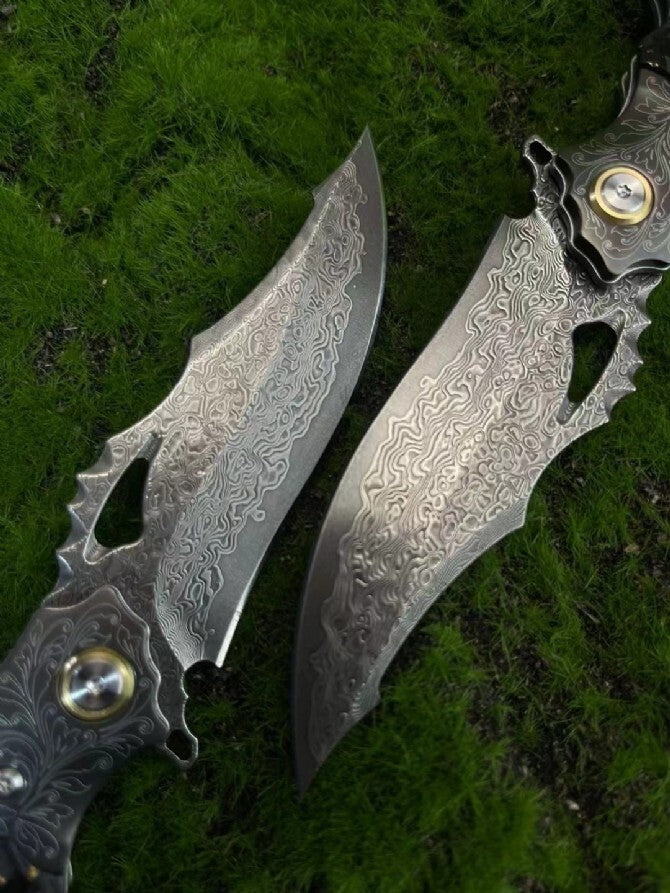 Damascus Blade Pocket Camping Collection Outdoor Folding Knife VTF58