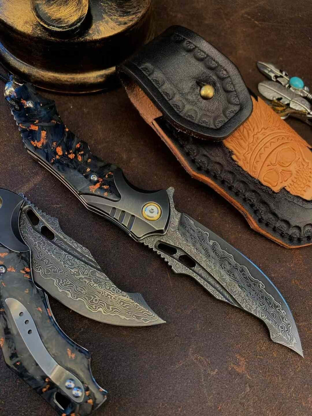 New FoldingKnife Damascus Blade Pocket Camping Outdoor Utility Knife VTF172
