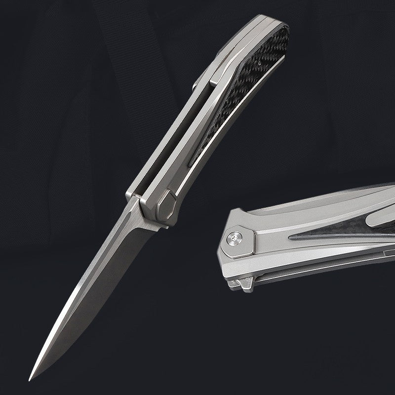 8'' New VG10 Blade Full T4C Titanium Handle Pocket Camping Outdoor Utility Folding Knife VTF18